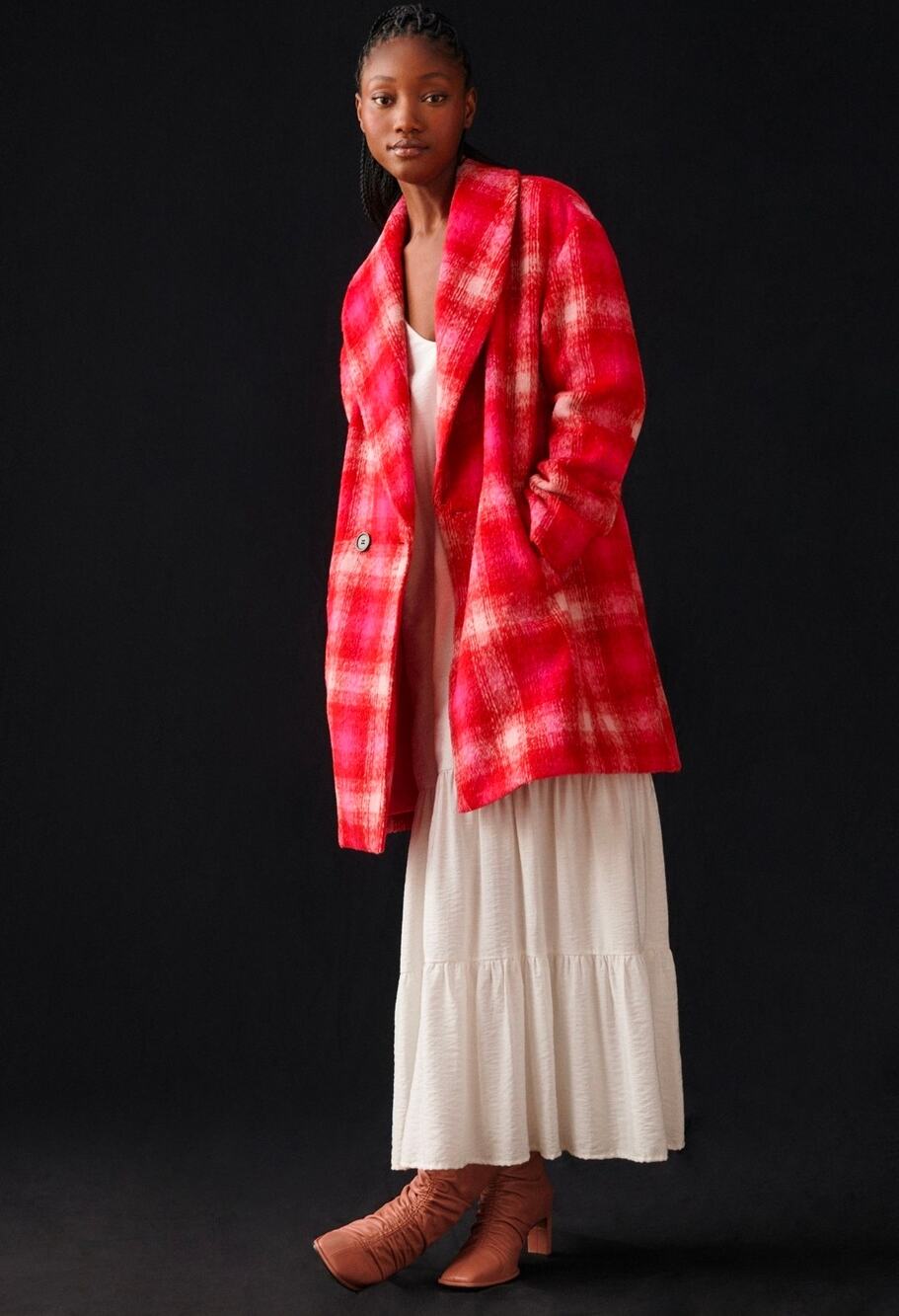Avec Les Filles x Anthropologie Plaid Long Line Coat. Size M. Retails.$ 228